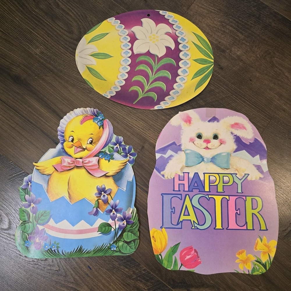 Vintage Easter Bunny Wall Decor Cardboard Die Cut Eureka USA Made Spring‎